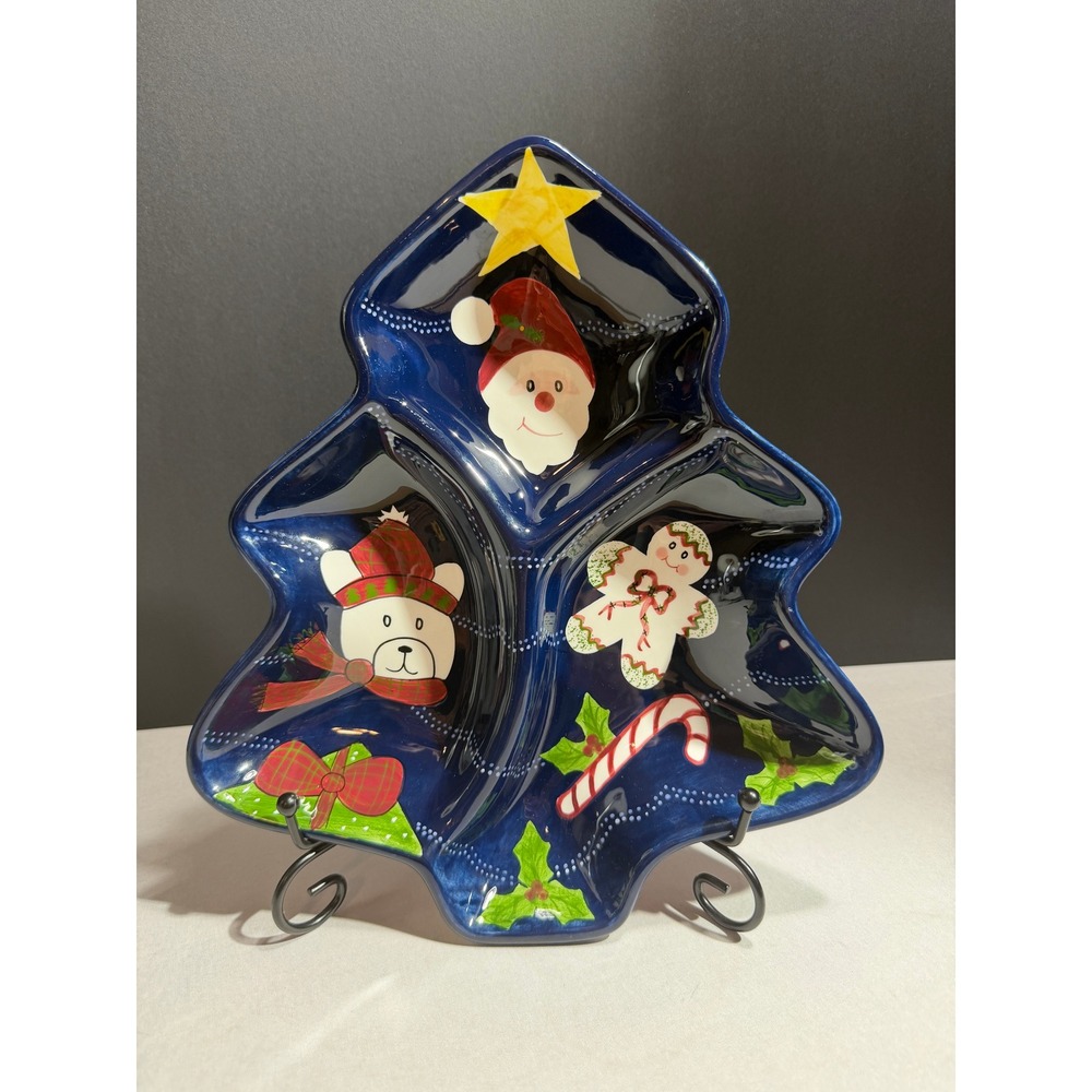 The Cellar Christmas Twilight Tree Divided Serving Dish Laurie Gates